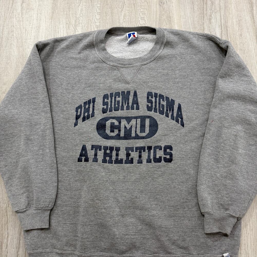 Vintage Central Michigan Phi Sigma Sigma Sweatshirt Size 2XL Sorority USA Made - Picture 2 of 10